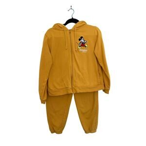 Disney Parks Disneyland Resort Mickey Hoodie Jogger Set Yellow L Top M Bottoms